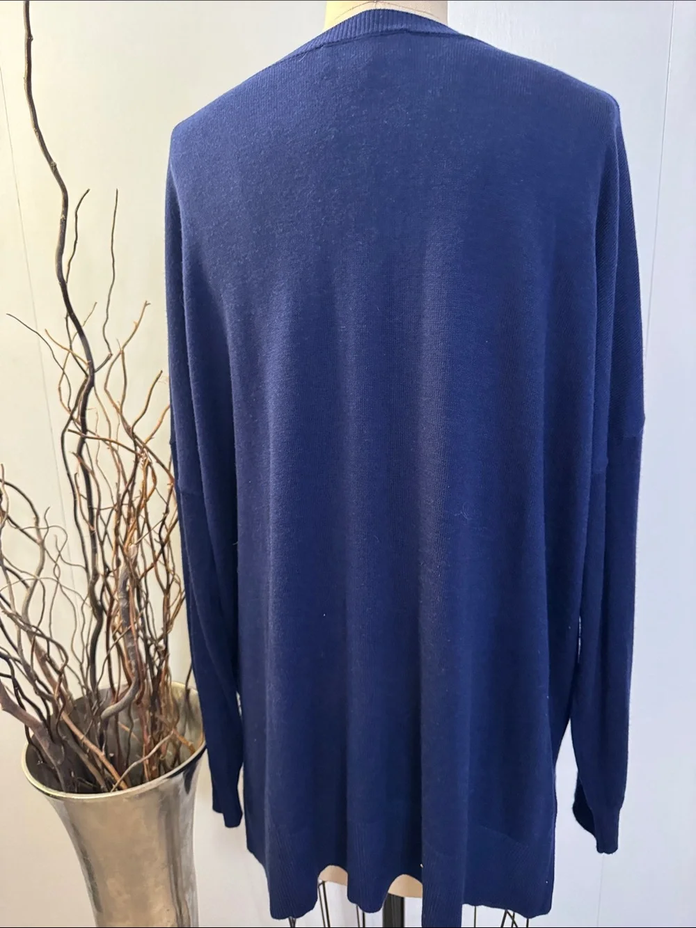 Laurie Felt Navy V-Neck Sweater with White Star Accents - Picture 4 of 7